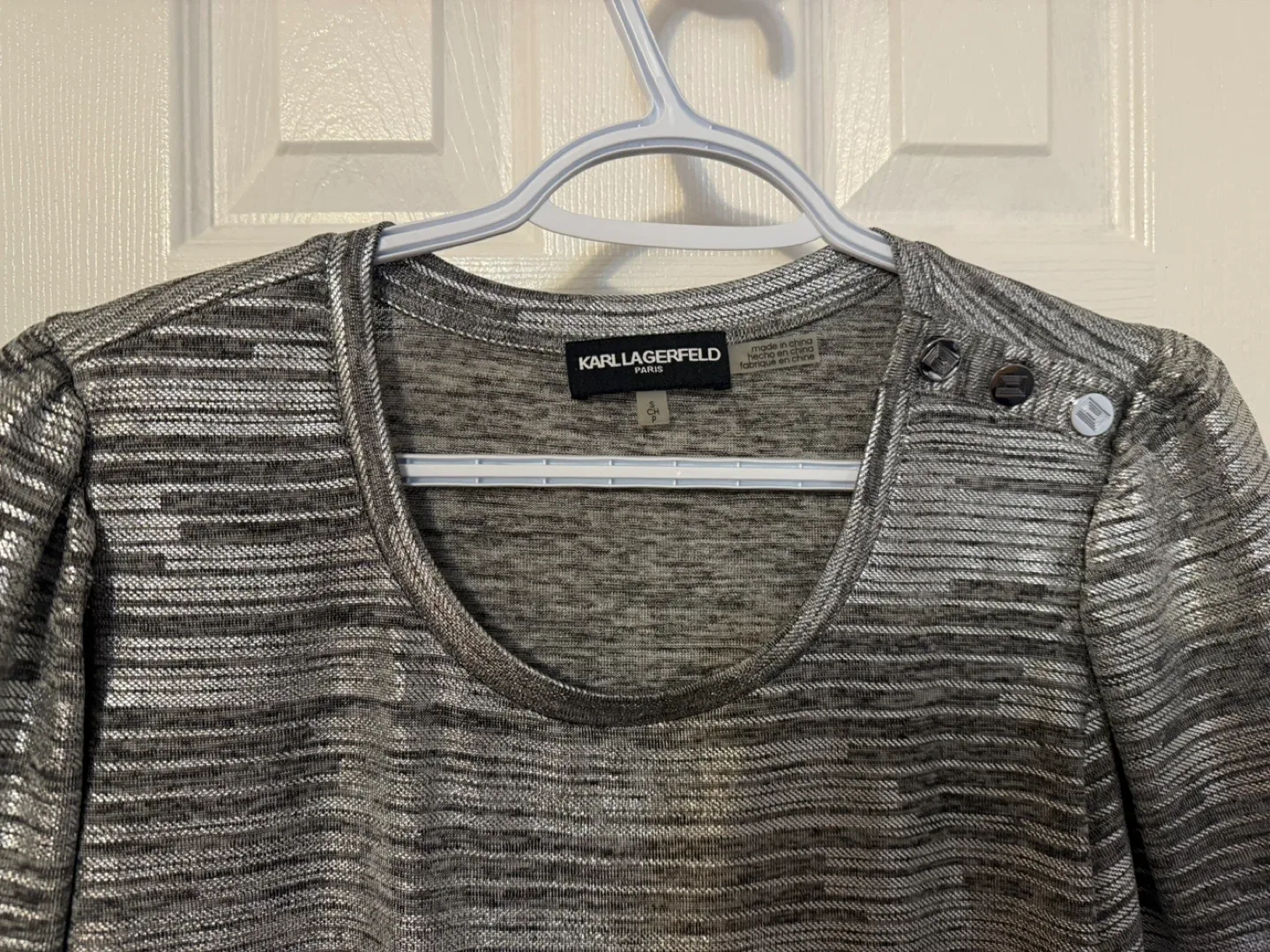 Karl Lagerfeld Paris Silver Top - Size Small