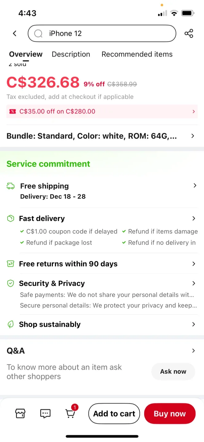 Apple iPhone 12 - 64 GB - Black if intrested call 672-975-5534 image indicator(2)