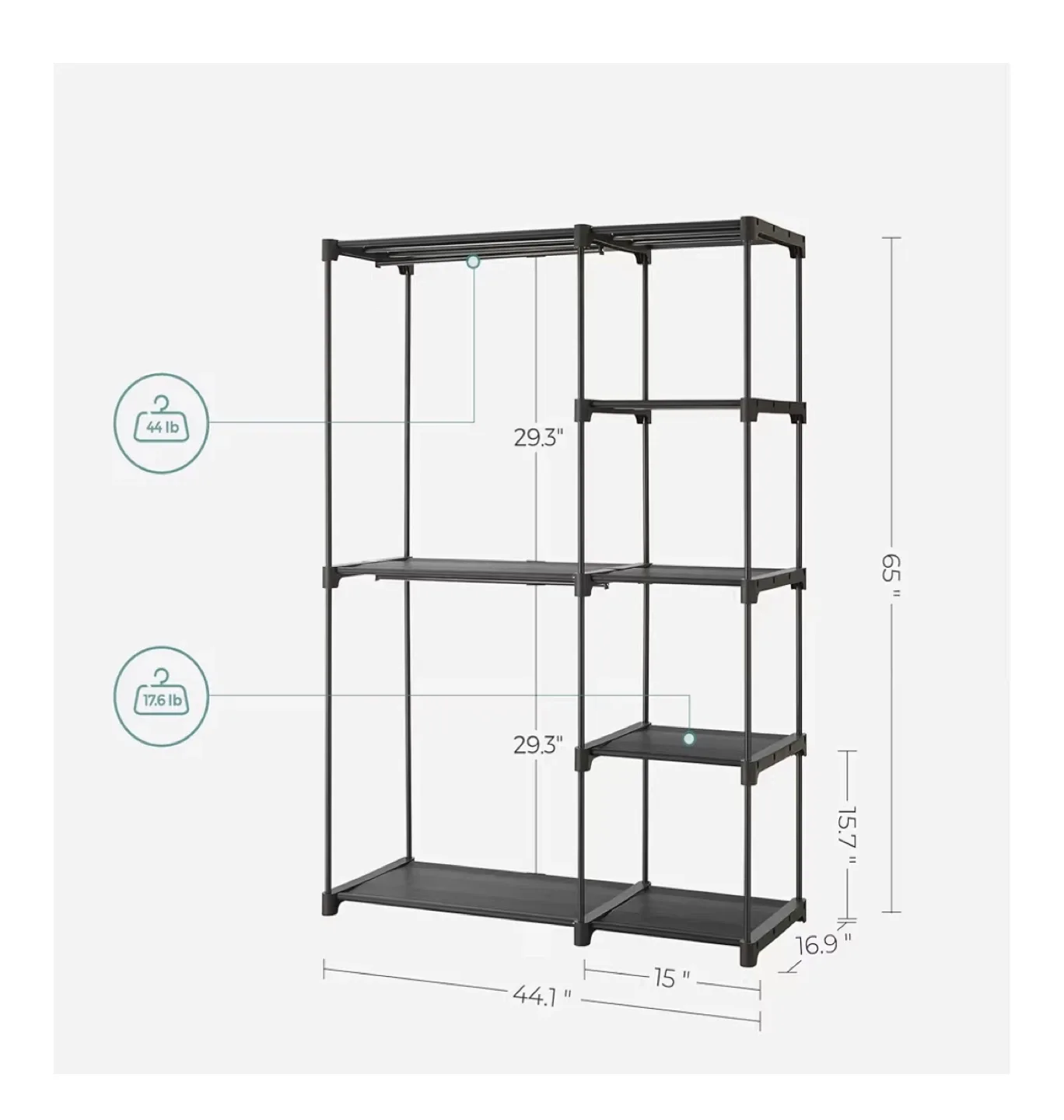 Black Metal Closet Organizer Wardrobe image indicator(3)