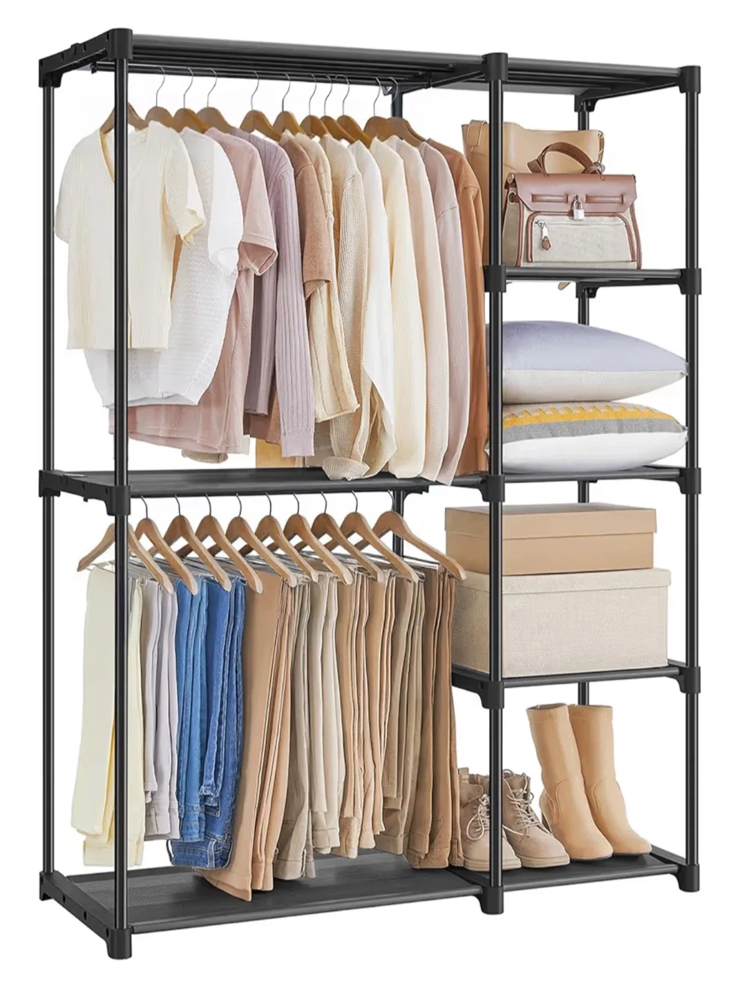 Black Metal Closet Organizer Wardrobe