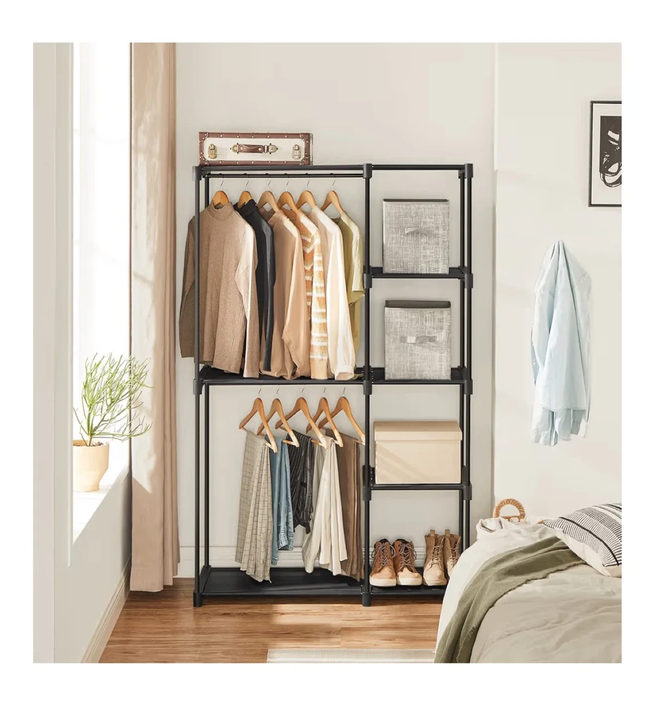 Black Metal Closet Organizer Wardrobe image indicator(2)