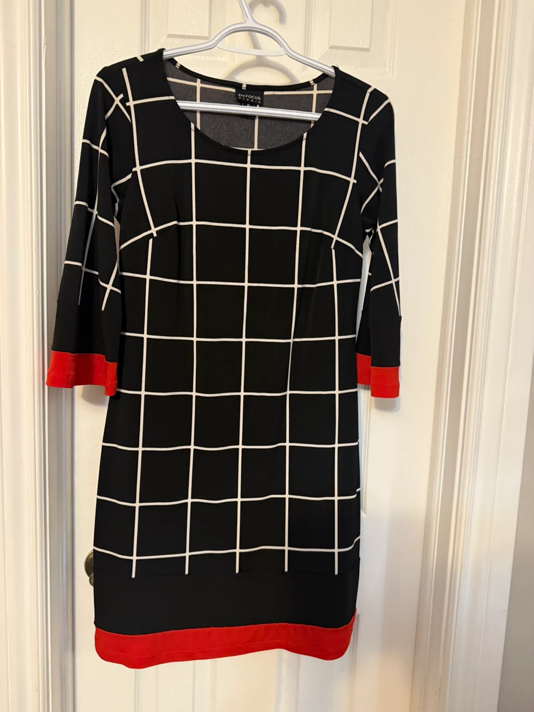 En Focus Studio Black & White Grid Dress - Size 6 - photo 2