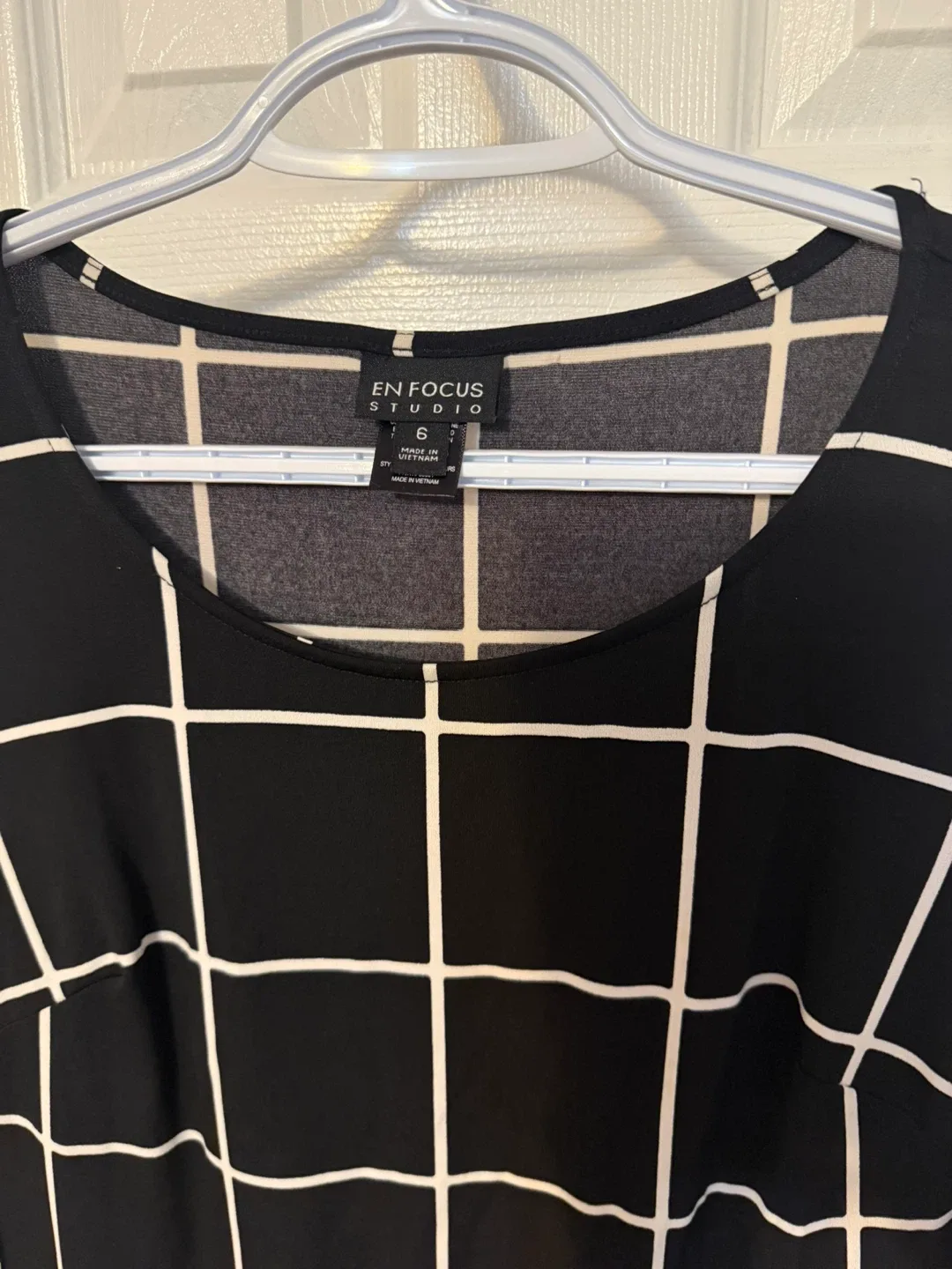 En Focus Studio Black & White Grid Dress - Size 6