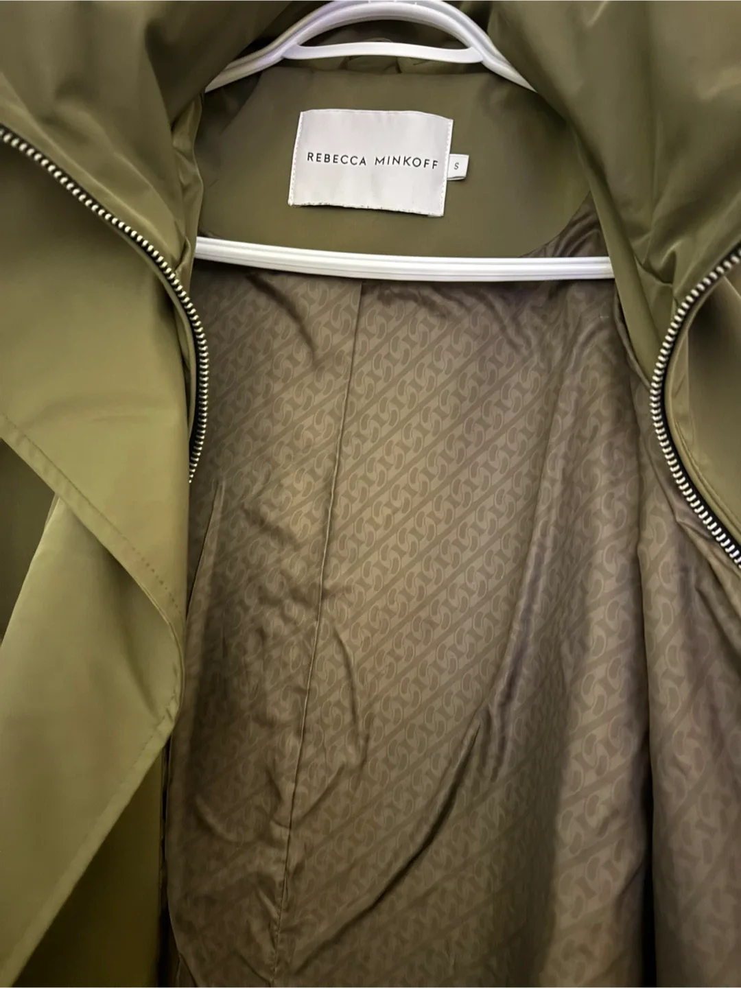 Rebecca Minkoff Olive Green Trench Coat - Size S image indicator(4)