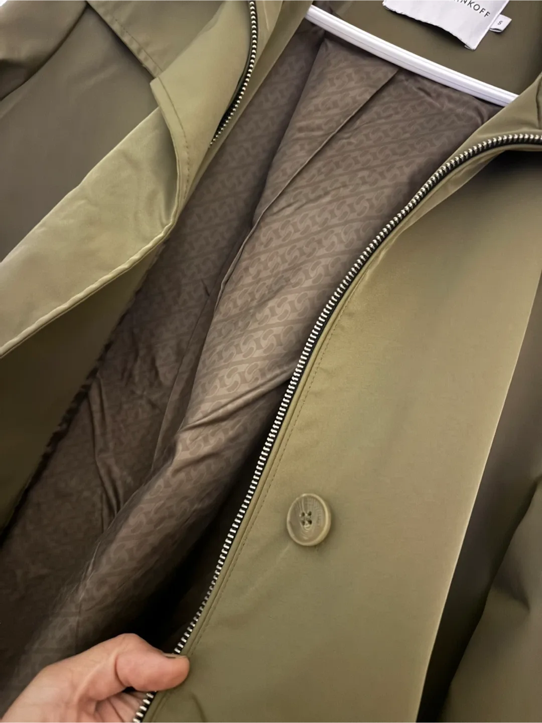 Rebecca Minkoff Olive Green Trench Coat - Size S image indicator(5)