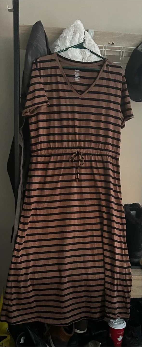 George Striped V-Neck Dress - Size L