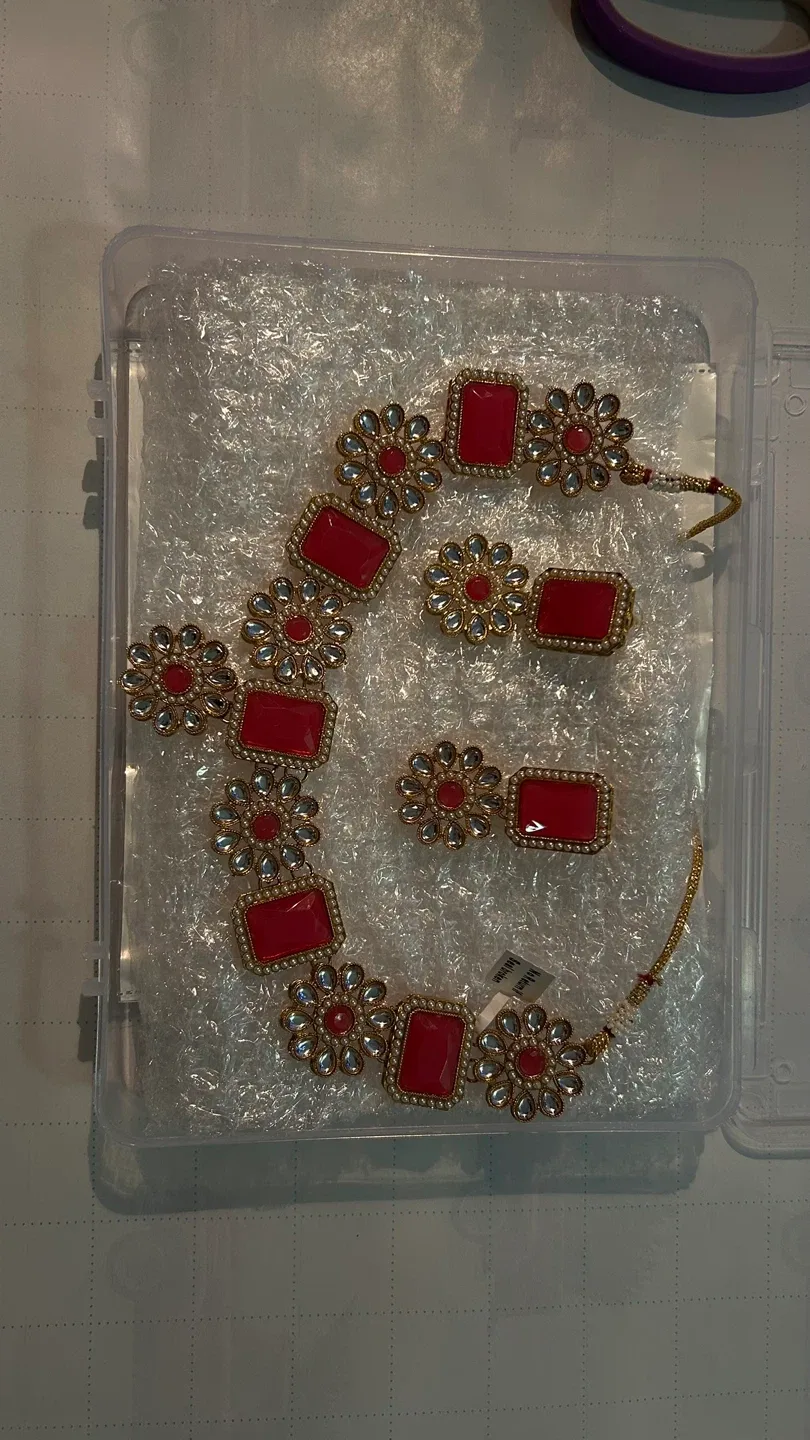 Necklace & Earring Set - Rani Pink image indicator(3)