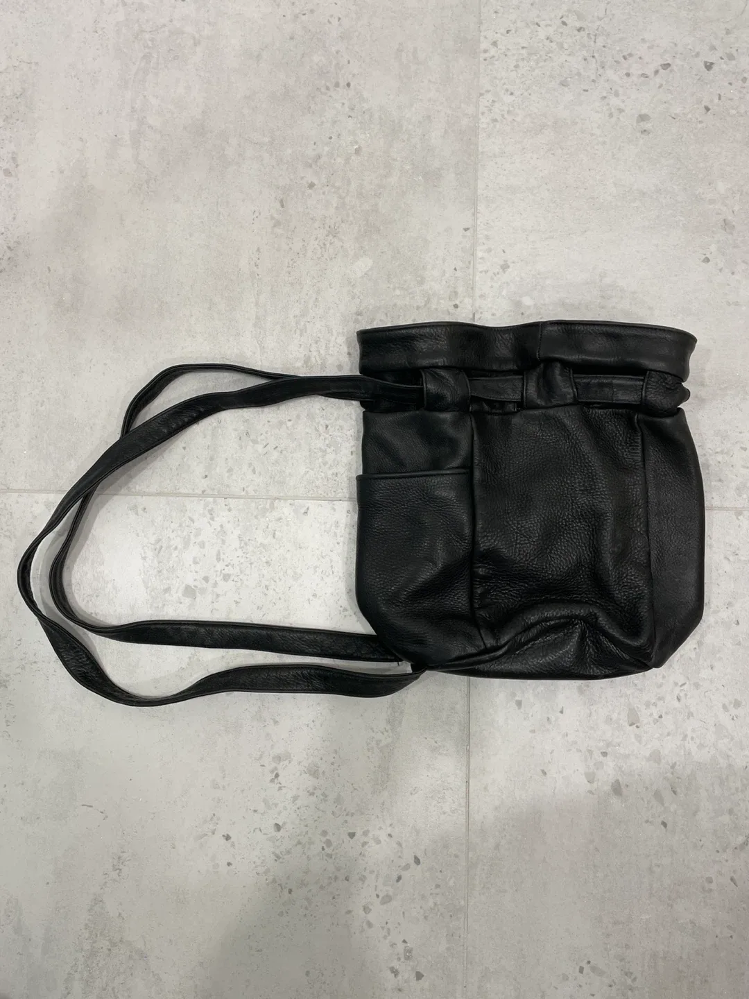 Stone Mountain Black Leather Bucket Bag