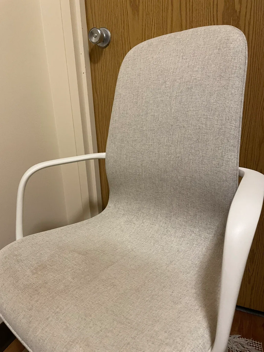 Office Chair - White Frame, Light Gray Fabric