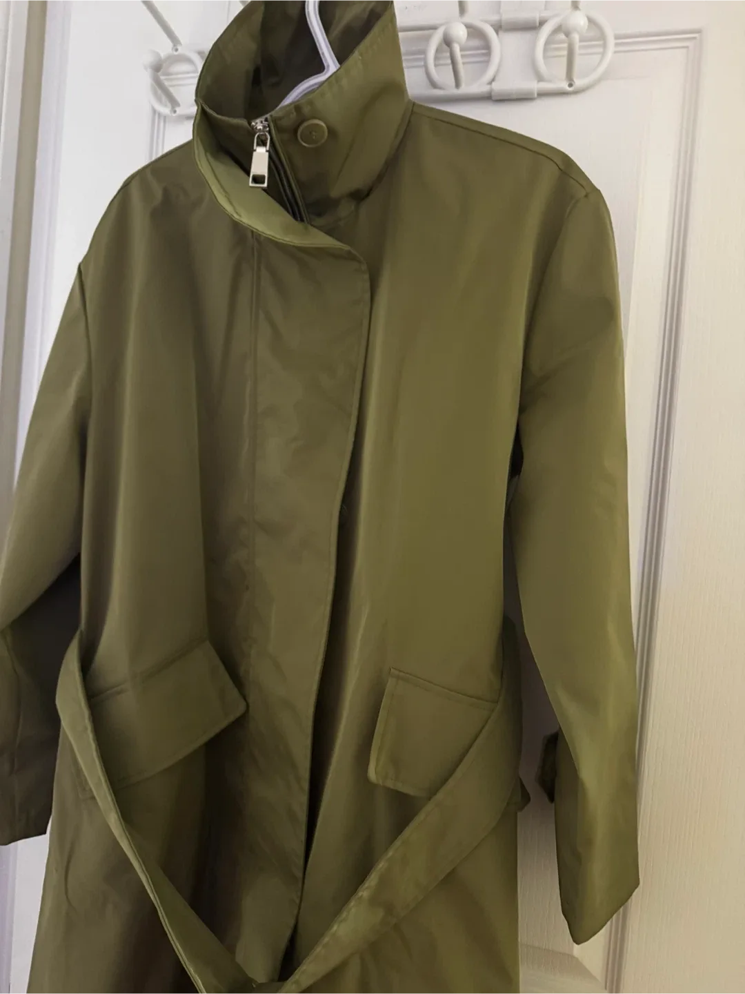 Rebecca Minkoff Olive Green Trench Coat - Size S image indicator(2)