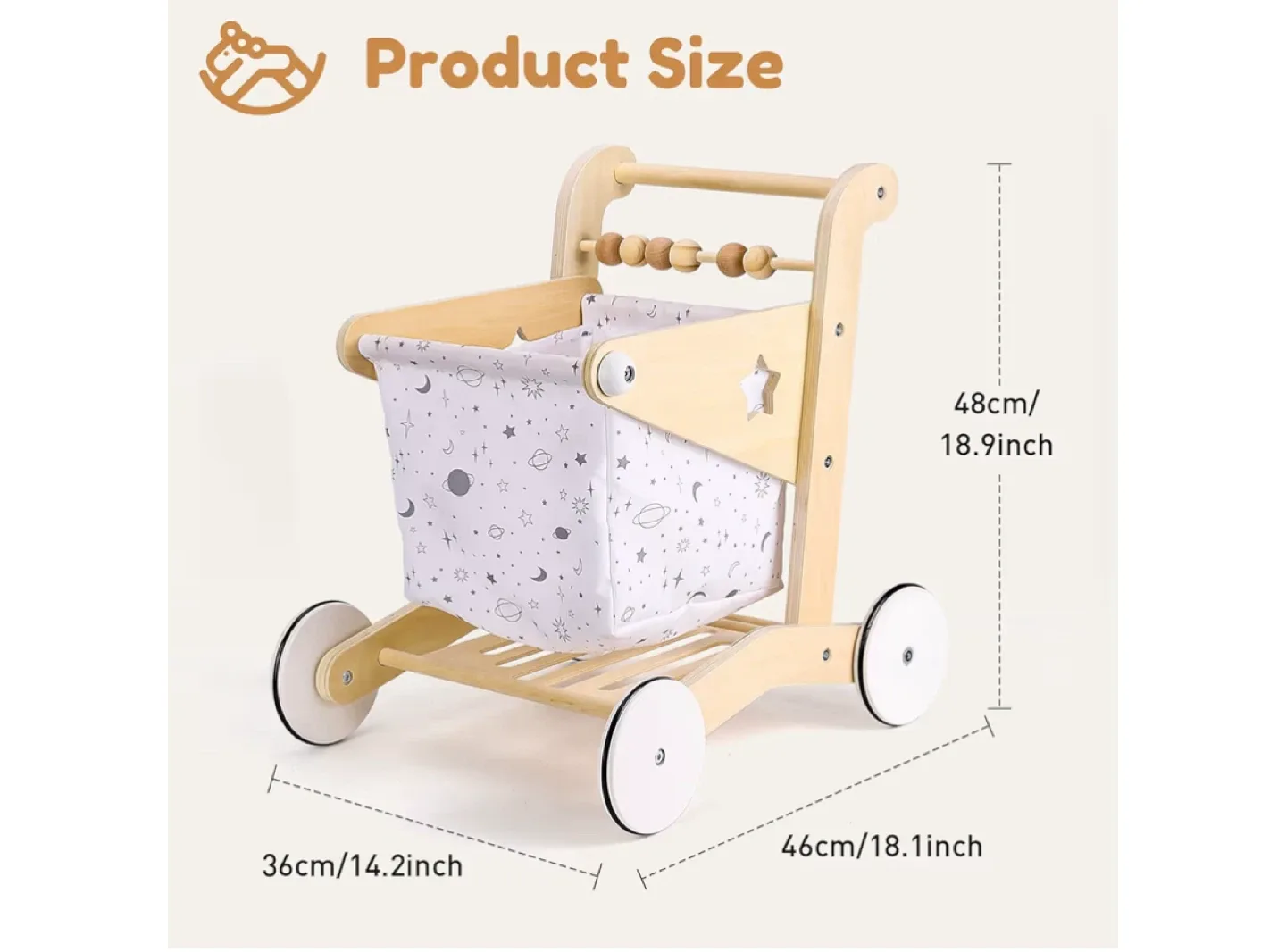 Woodoe Wooden Baby Walker - 1-3 Age-New image indicator(3)