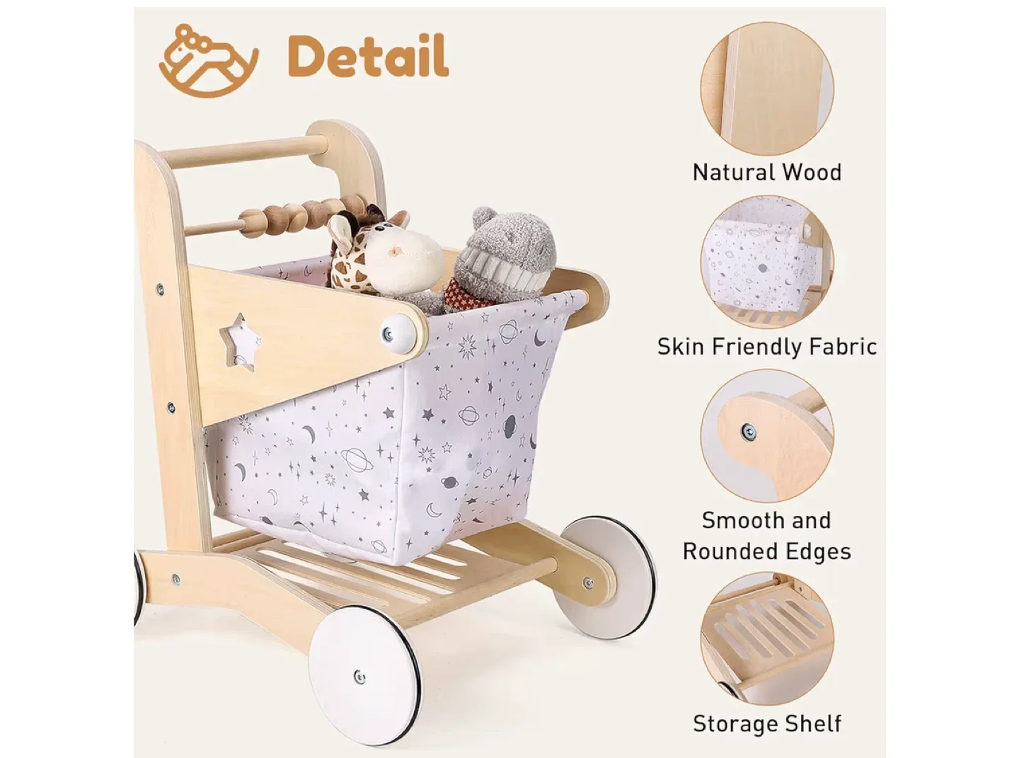 Woodoe Wooden Baby Walker - 1-3 Age-New image indicator(2)