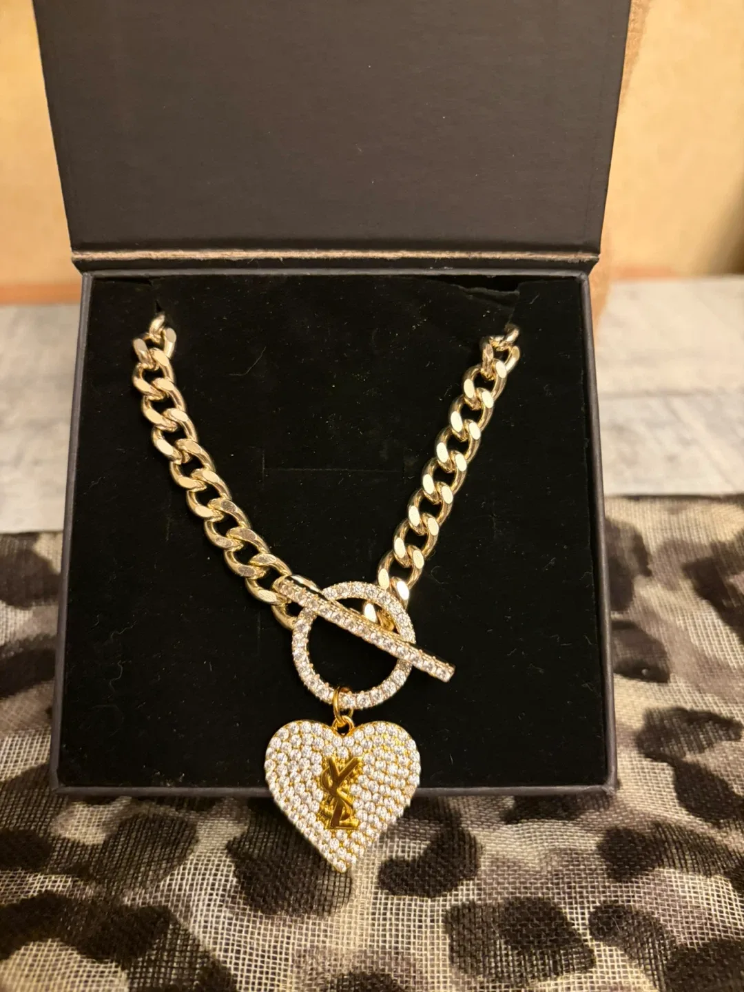 Upcycled  Gold Heart Chain Necklace
