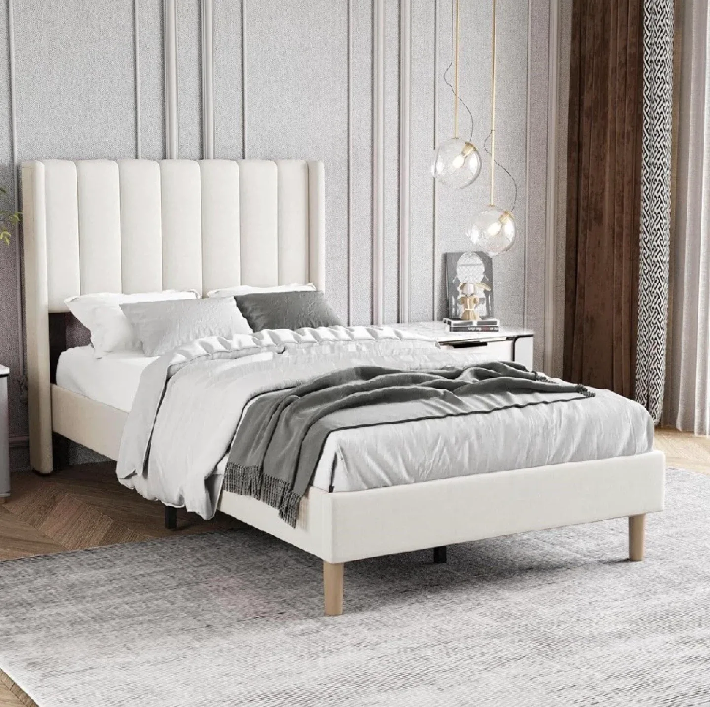 Upholstered Platform Bed Frame - Twin Size