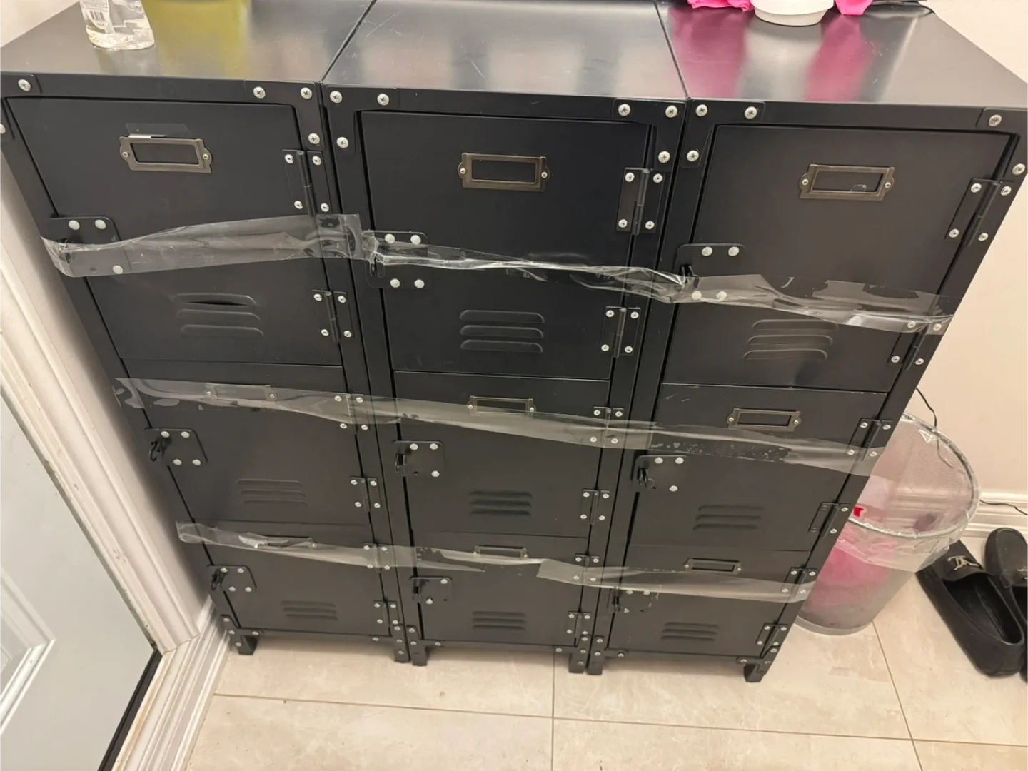 Metal Locker Style Cabinet - Black