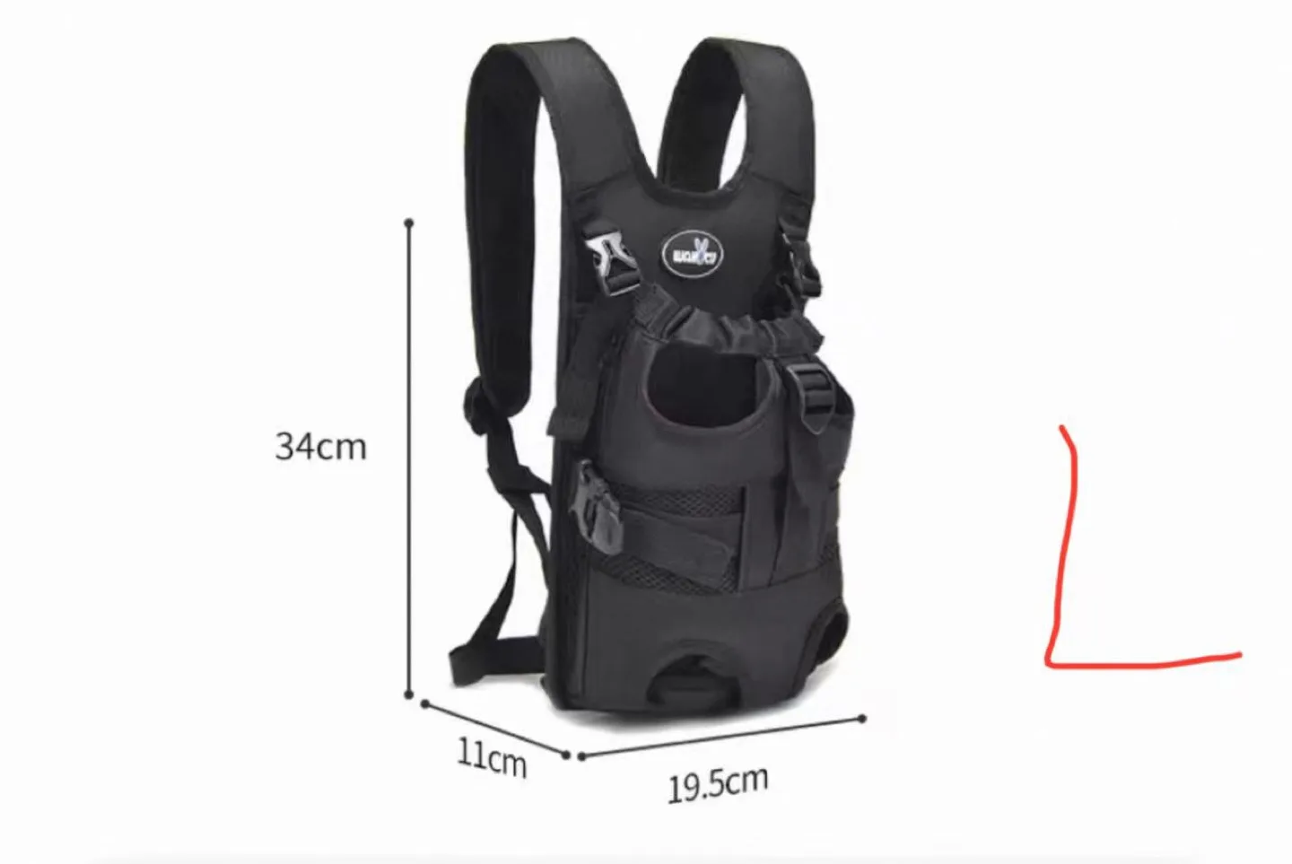 Wakytu Pet Carrier Backpack - Black, Size L