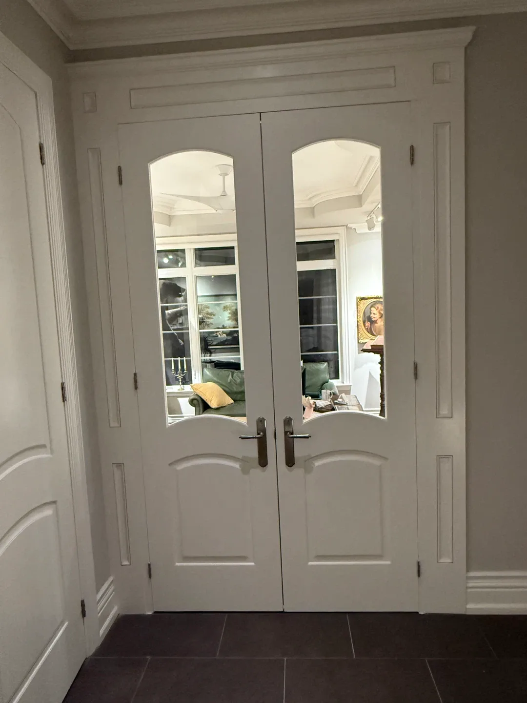 White Solid wood door with window.  Hardwood not included