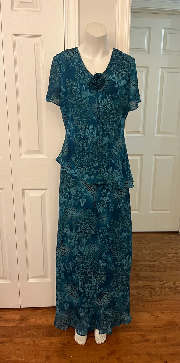 Tradition Teal Floral Dress - Size 16 image indicator(8)
