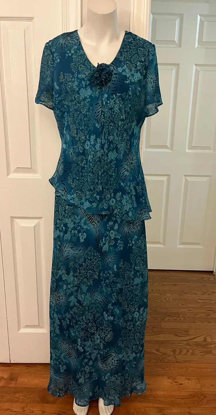 Tradition Teal Floral Dress - Size 16 image indicator(7)