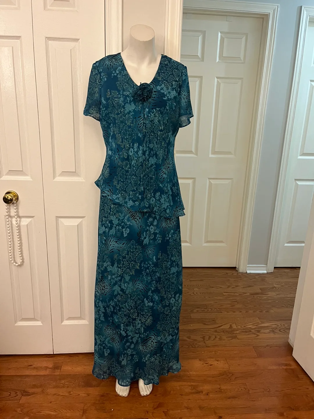 Tradition Teal Floral Dress - Size 16 image indicator(9)