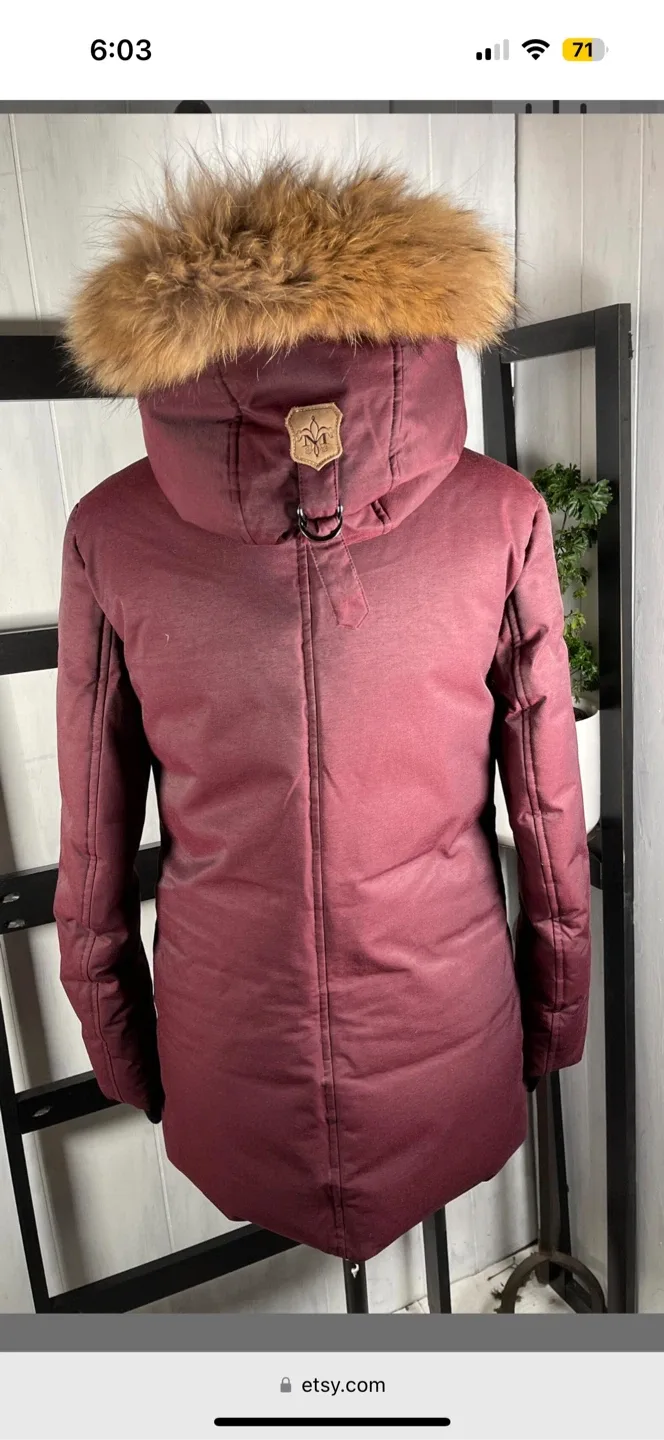Mackage Down Parka Bordeaux Size 40 image indicator(4)