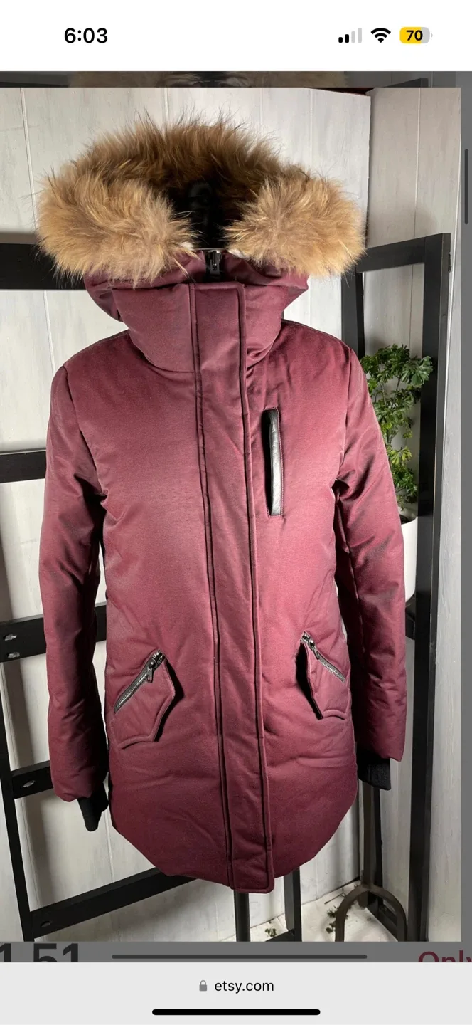 Mackage Down Parka Bordeaux Size 40 image indicator(2)