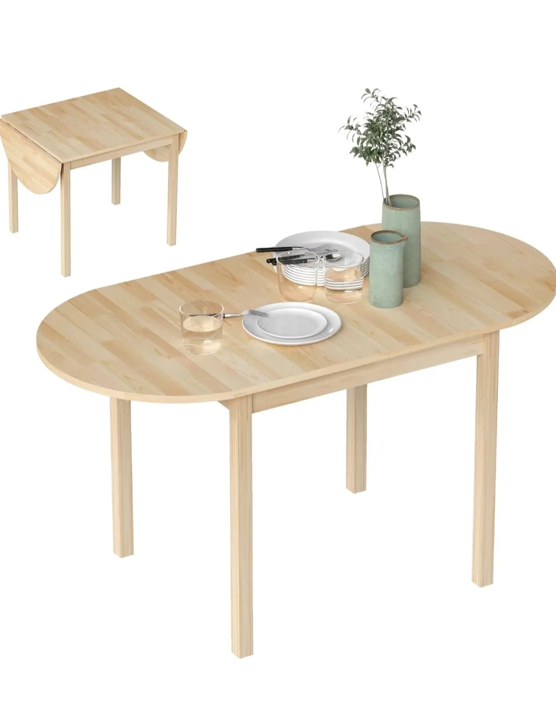 Drop Leaf Dining Table - Natural Wood