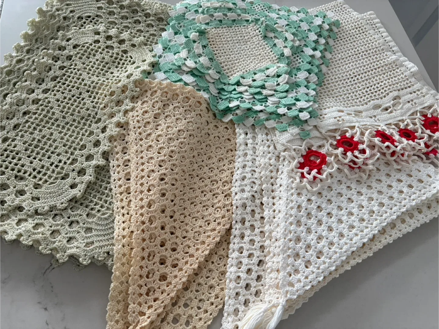European Hand Crafted Crochet Doillies Bundle
