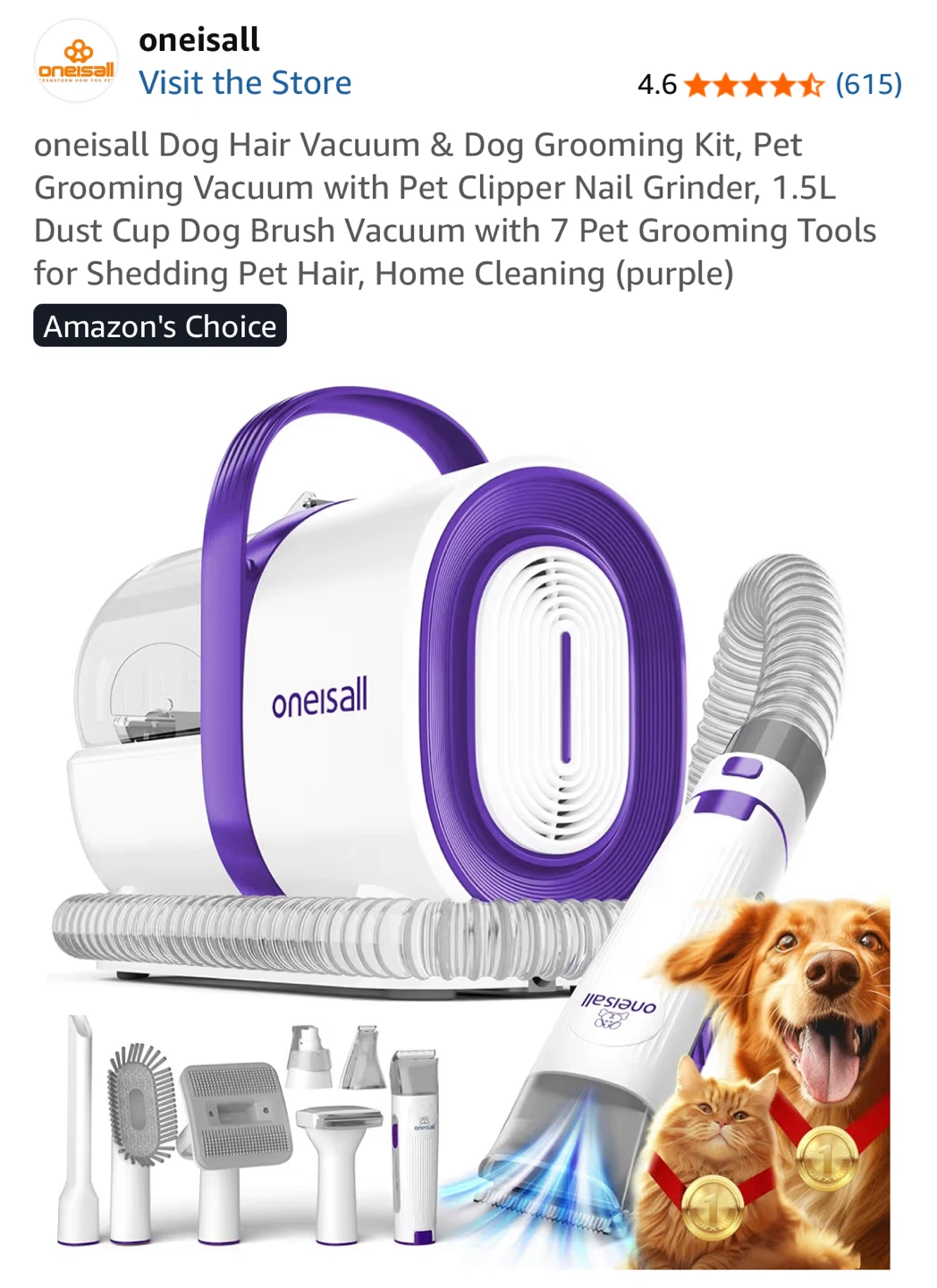 oneisall Dog Grooming Vacuum & Pet Hair Kit - photo 3