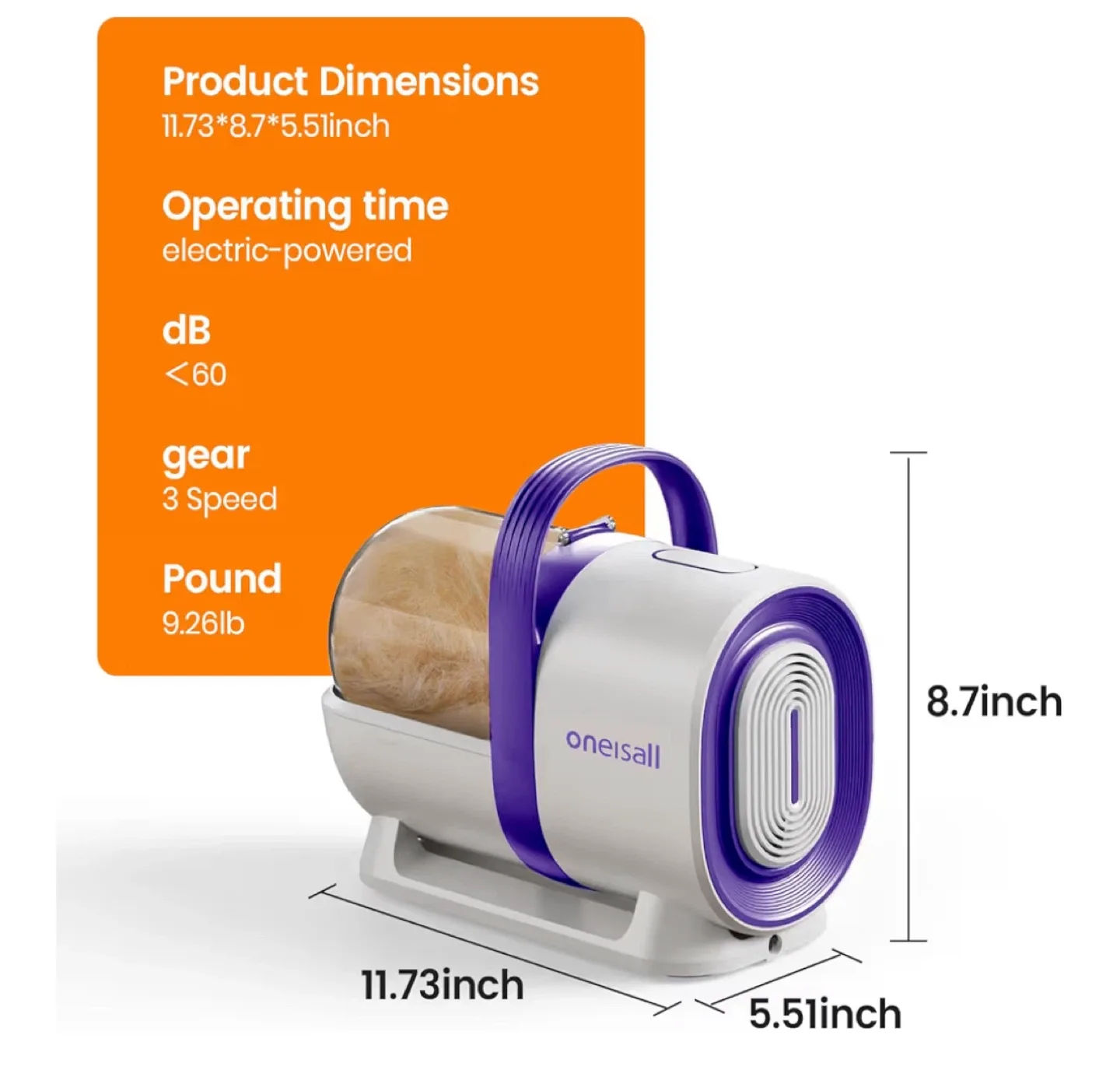 oneisall Dog Grooming Vacuum & Pet Hair Kit image indicator(4)