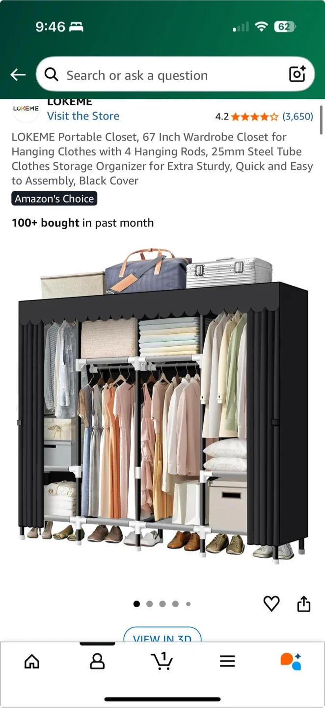 LOKEME Portable Closet - 67 Inch Wardrobe image indicator(3)