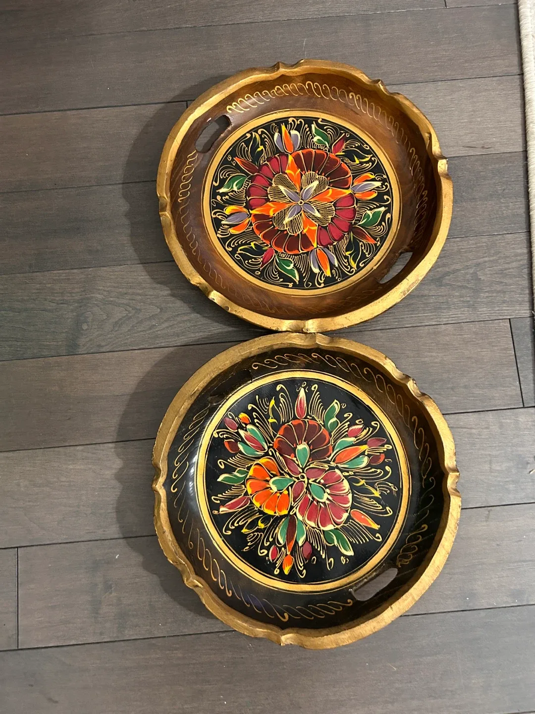 Set of 2 Decorative Wooden Trays