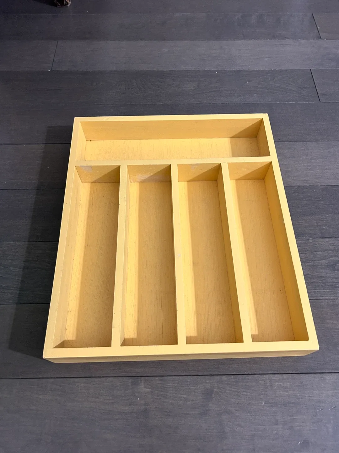 Yellow Wooden Cutlery Organizer