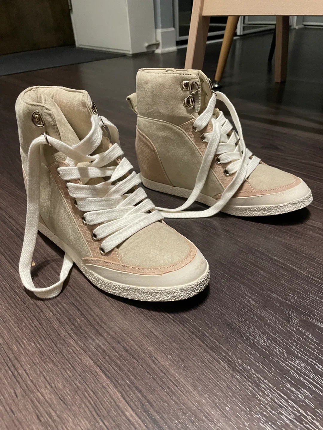 Beige High Top Sneakers - Size 37