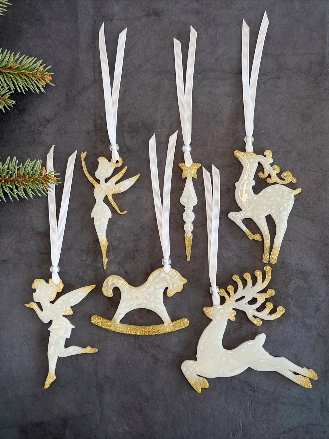 Handmade Christmas Ornament Set | Epoxy Resin | 6 pieces