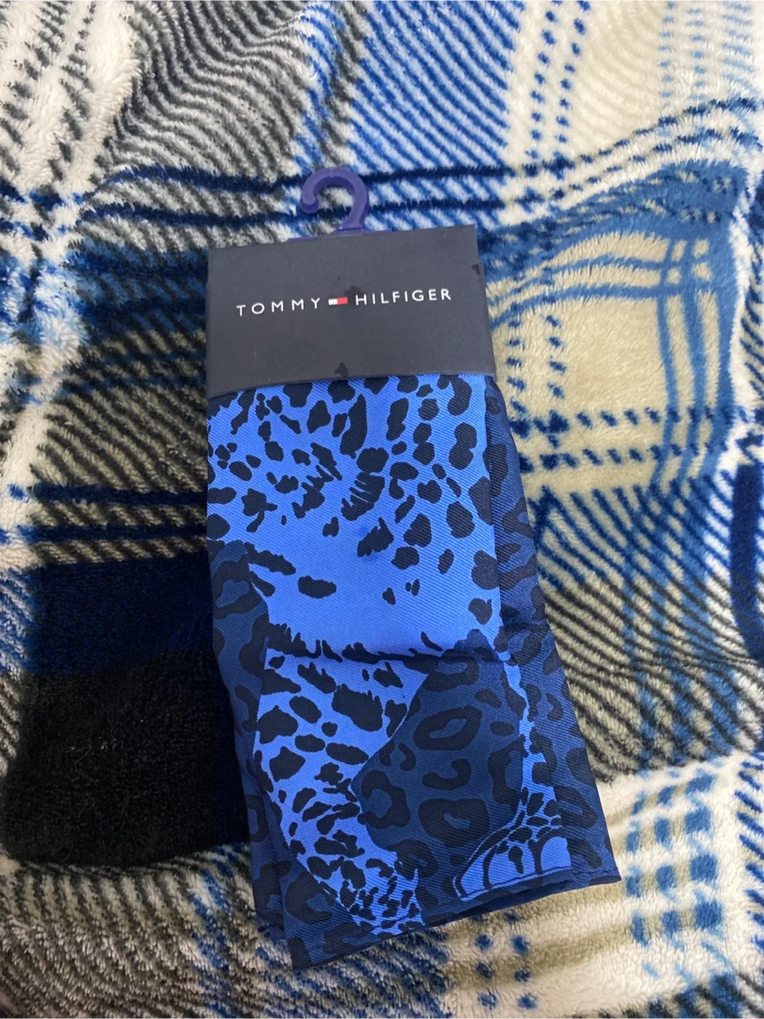 Tommy Hilfiger Blue Leopard Scarf - New