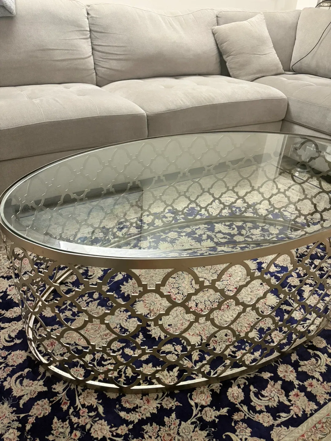 Oval Glass Top Coffee Table