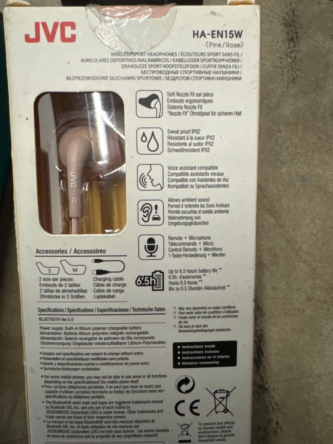 New JVC Gumy Sport Wireless Earphones - Pink