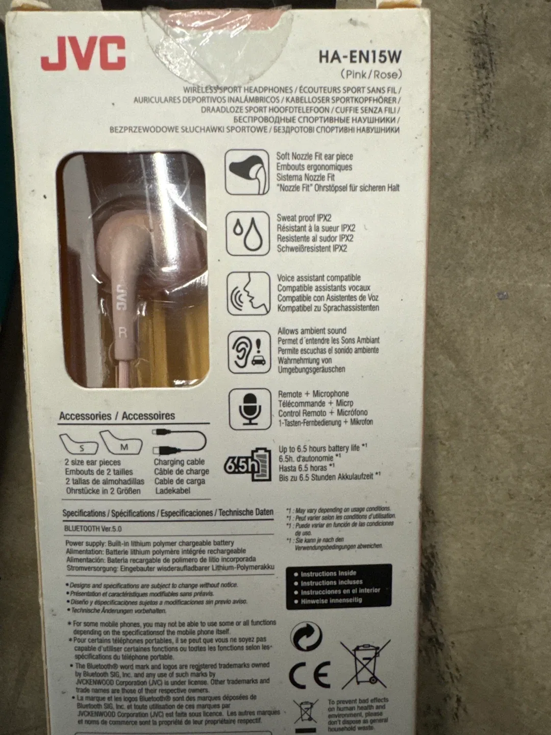 New JVC Gumy Sport Wireless Earphones - Pink