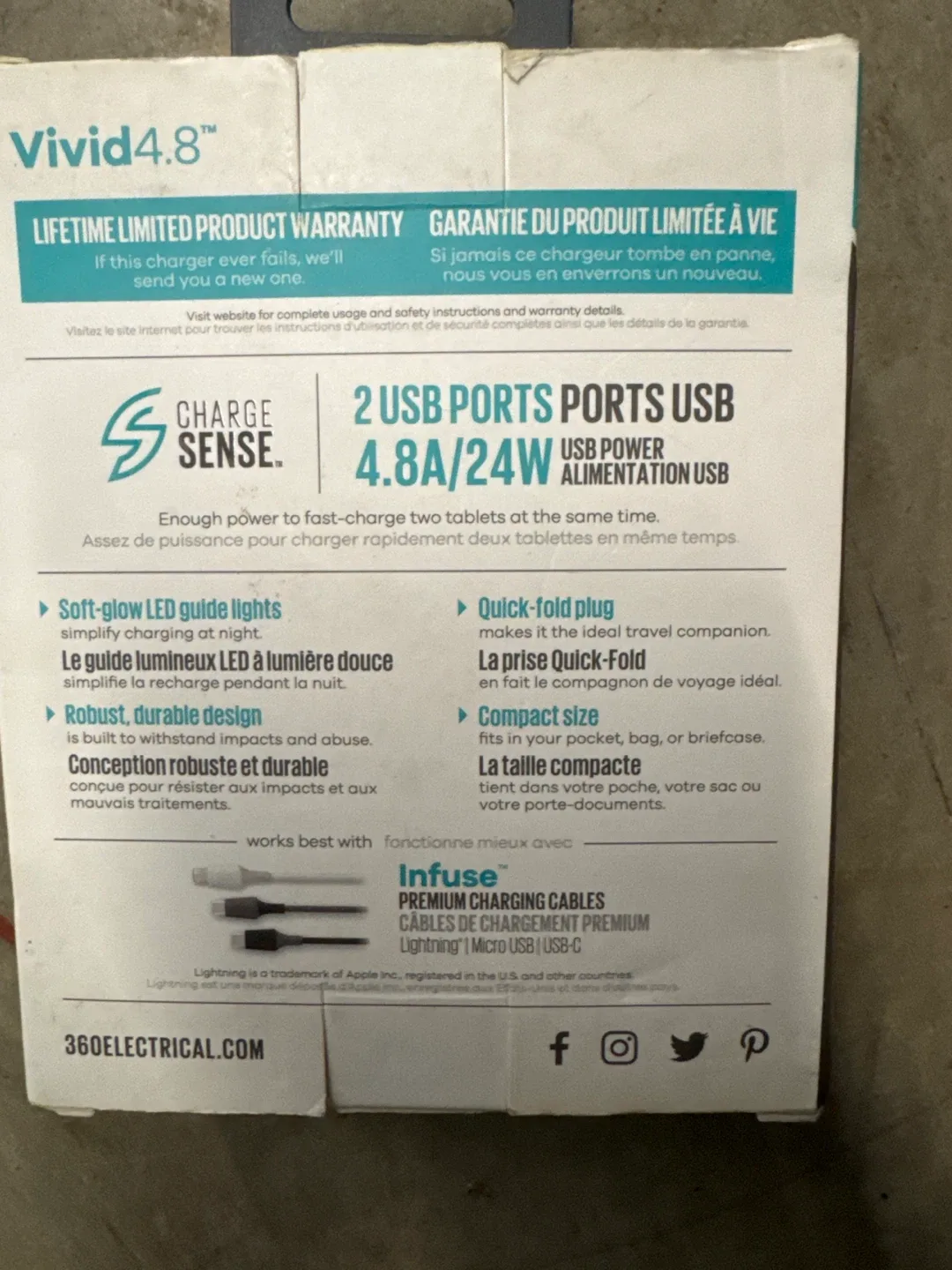 360 Vivid4.8 Premium Wall Charger - New in Box
