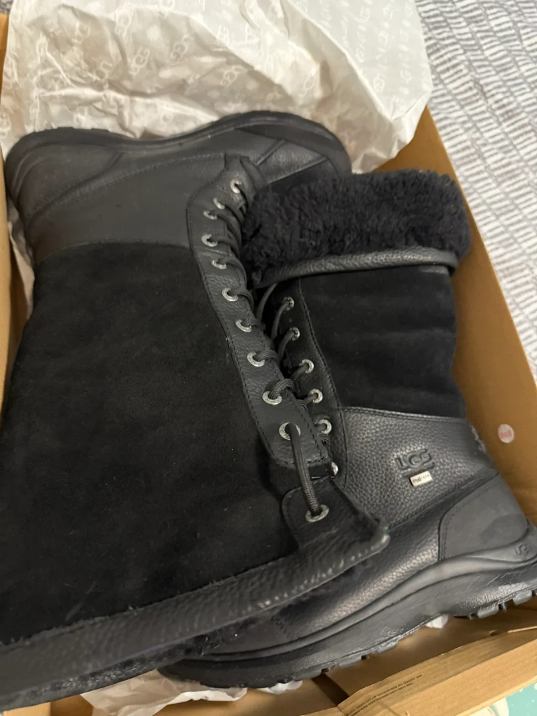 UGG Black Leather Boots US 8.5 image indicator(2)