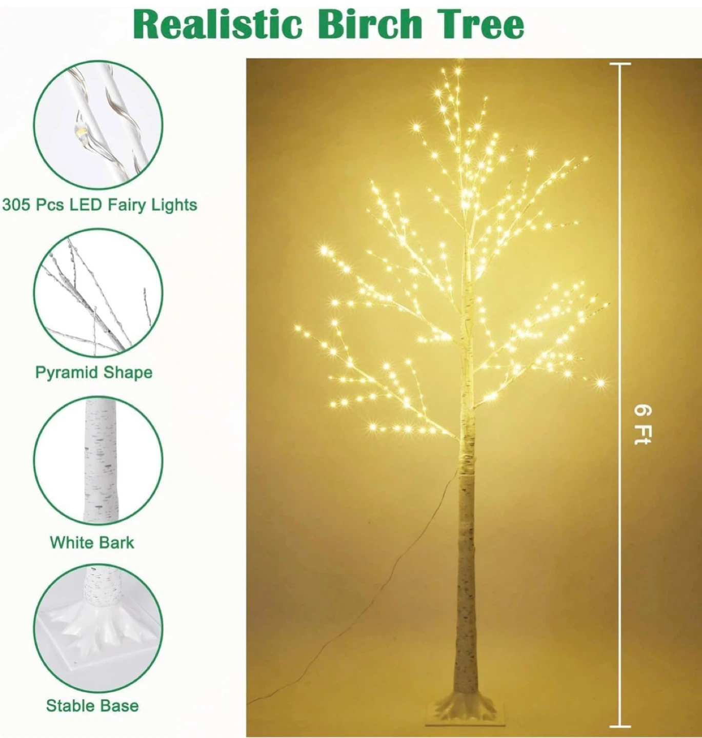 6FT LED Lighted Birch Tree - photo 3