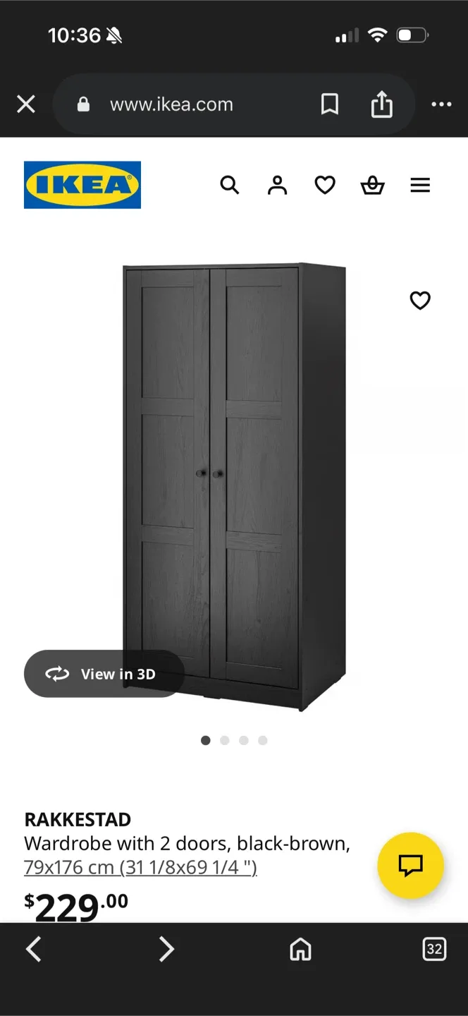 IKEA RAKKESTAD Wardrobe - Black-Brown