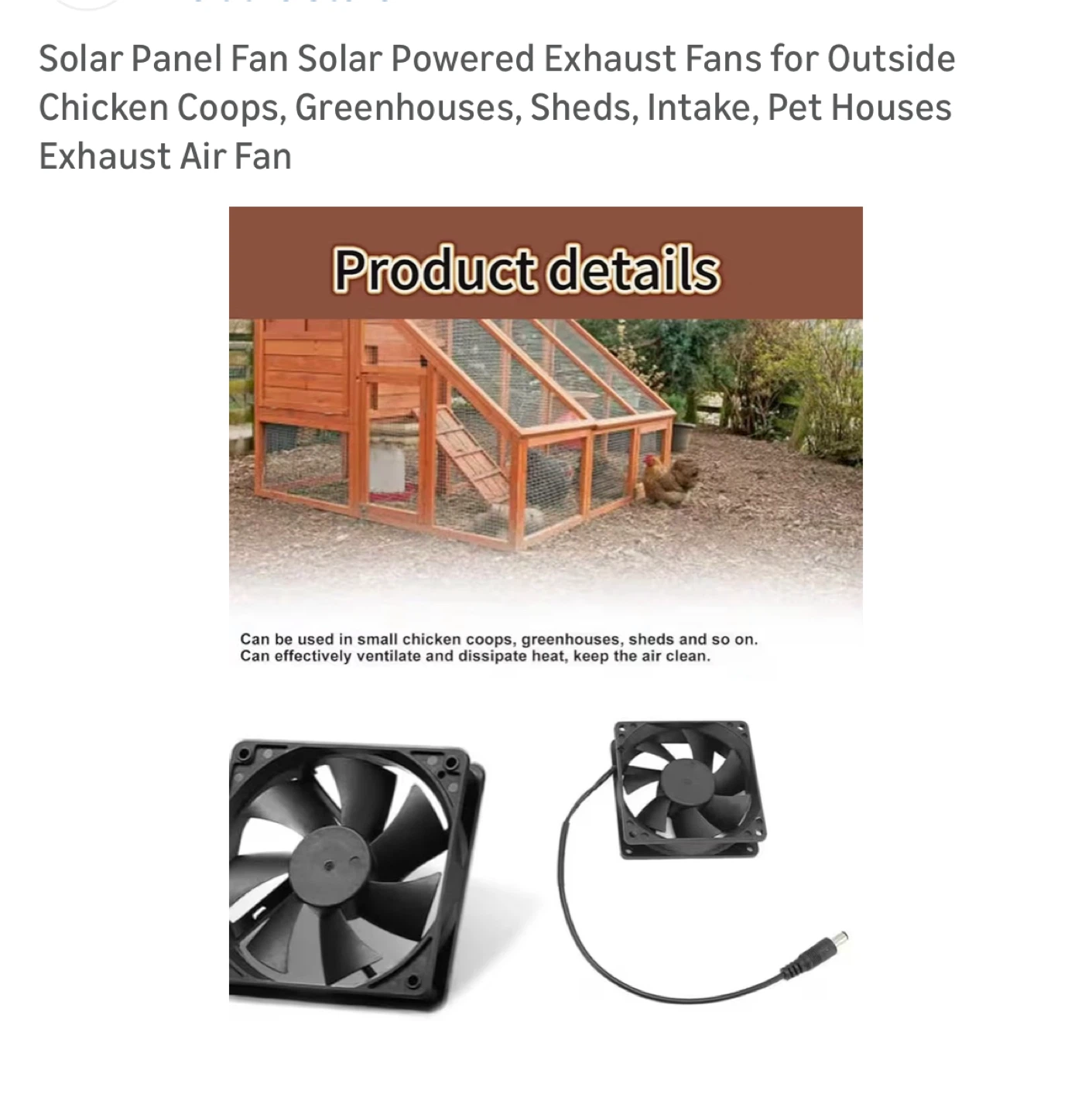 Solar Panel Fan - Exhaust Fan for Chicken Coops/Greenhouses - photo 4