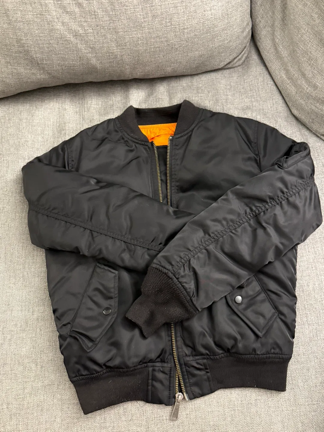 TNA Alpha Industries MA-1 Reversible Black Bomber Jacket size S