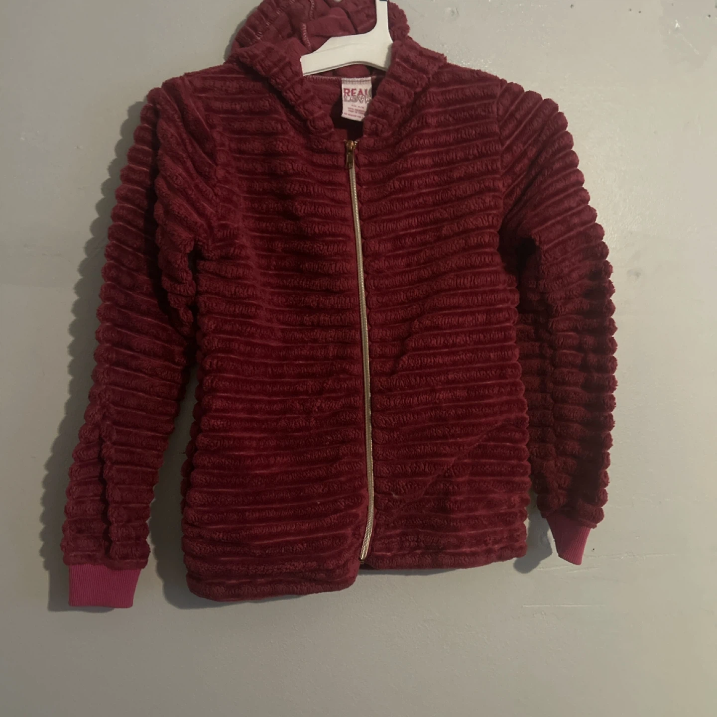 Real Love Girl's Burgundy Fleece Hoodie - Size 14/16