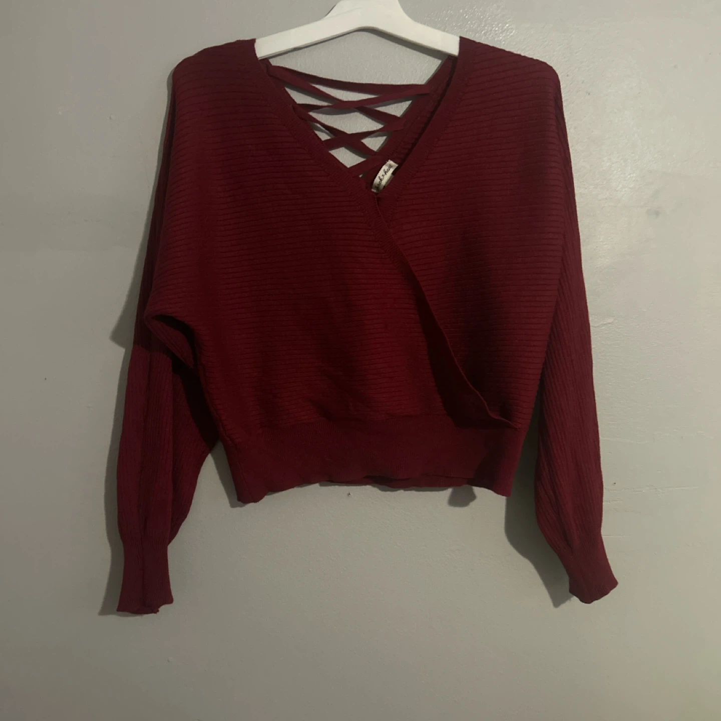 Deb & Heart Burgundy Criss Cross Sweater - L