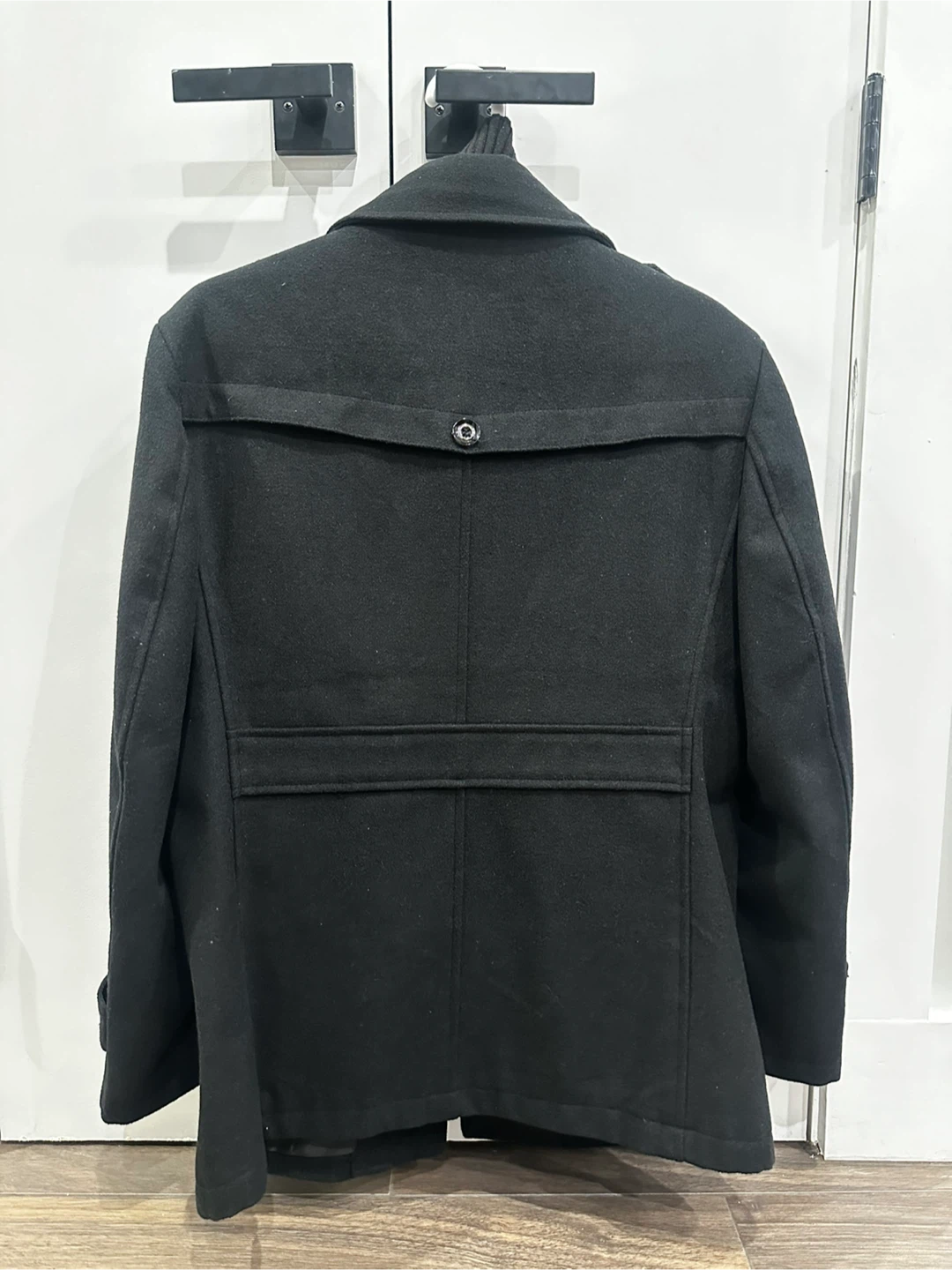 Mens Wool Blend Coat with Detachable Collar - photo 2