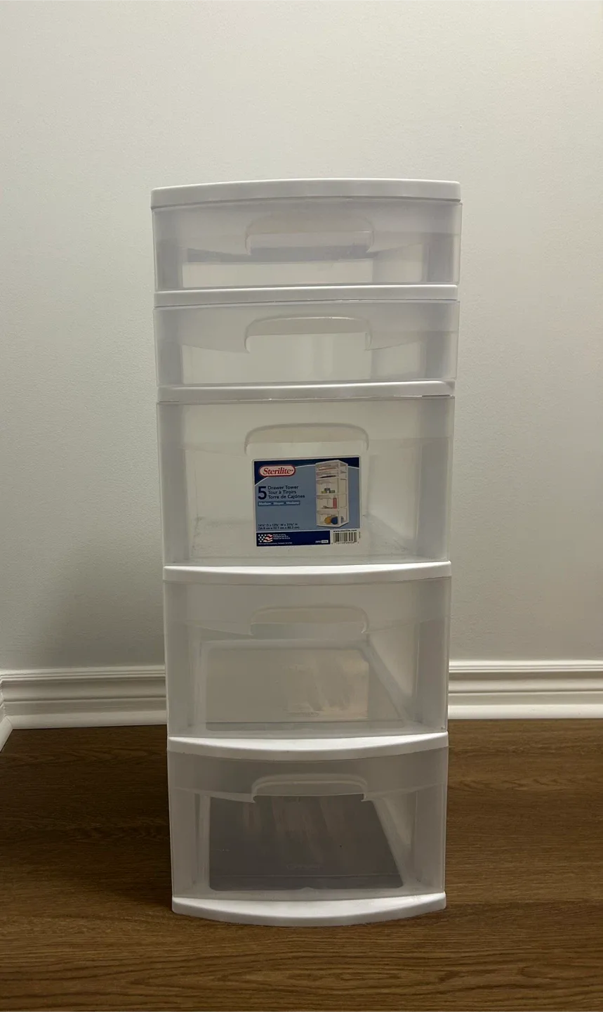 Plastic 5-Drawer Tower - White