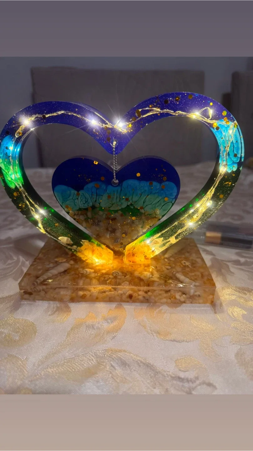 Heart Shaped Resin Art with LED Lights